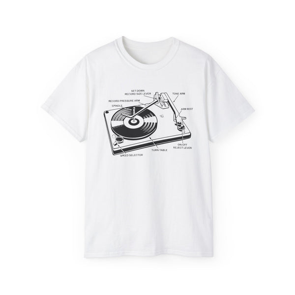 How A Record Player Vinyl Turntable Works T Shirt (Heavyweight)