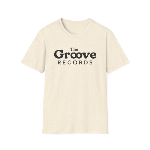 Cream t-shirt with black "The Groove Records" text logo on the chest.