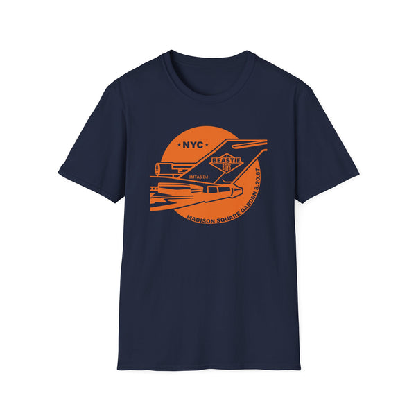 Navy t-shirt with orange graphic including "NYC" and "Madison Square Garden".