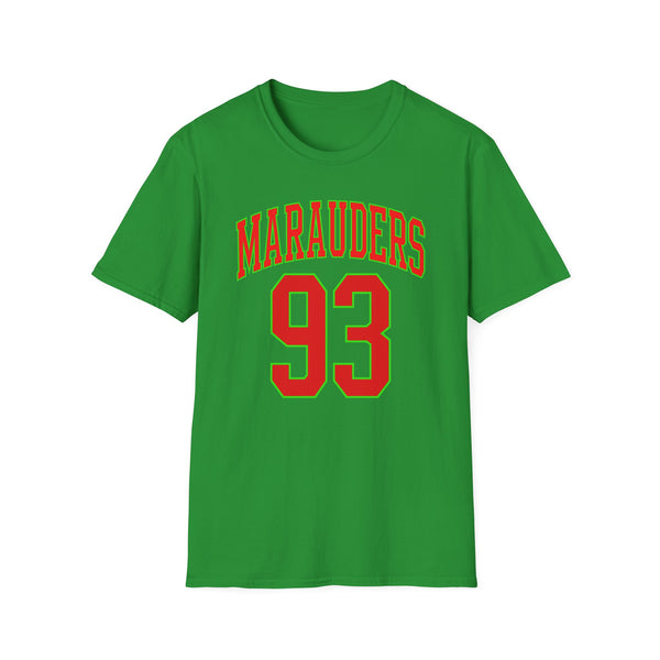 Green t-shirt with red text "MARAUDERS 93"