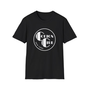 Black t-shirt with white "Cotton Club New York" circular logo.