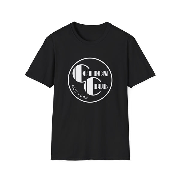 Black t-shirt with white "Cotton Club New York" circular logo.