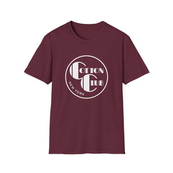 Maroon t-shirt with white "Cotton Club New York" text and logo.