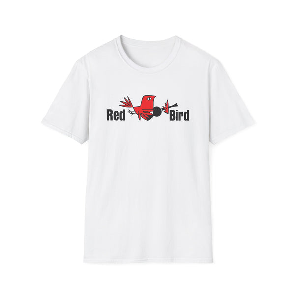 White t-shirt with red bird logo and "Red Bird" text.
