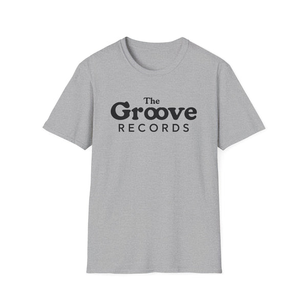 Grey t-shirt with black "The Groove Records" text on the front.