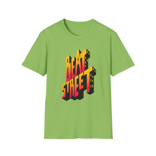 Green t-shirt with an orange and red "Beat Street" graphic in a 3D block style.