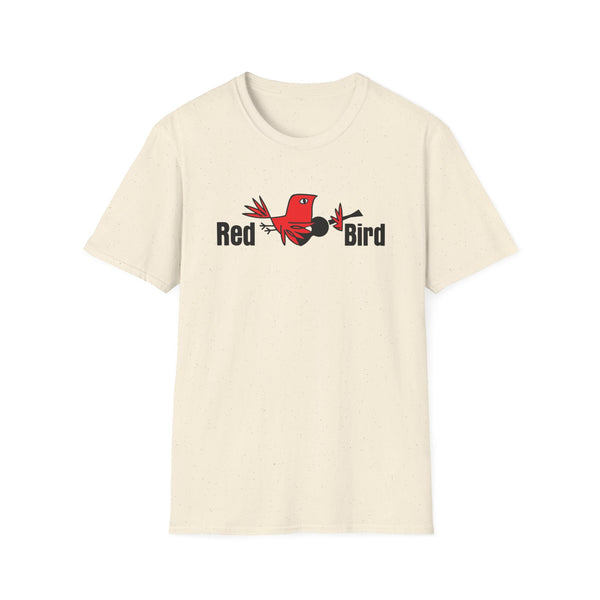 T-shirt with red bird graphic and text "Red Bird".