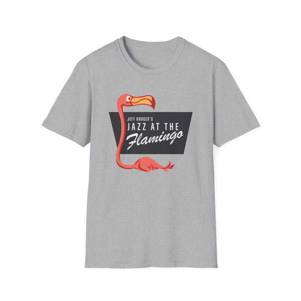 Grey t-shirt with "Jeff Kruger's Jazz at the Flamingo" text and graphic.