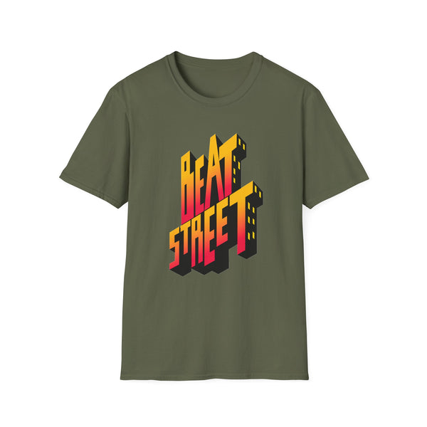 Green t-shirt with a 3D "Beat Street" graphic in faded red to yellow.