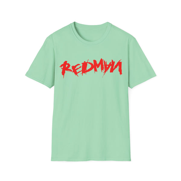 Mint green t-shirt with red "REDMIXX" graphic print.