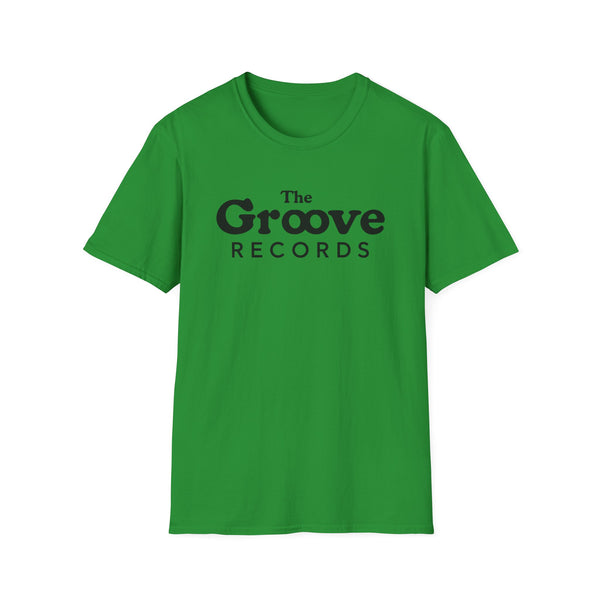 Green t-shirt with black "The Groove Records" text and logo.