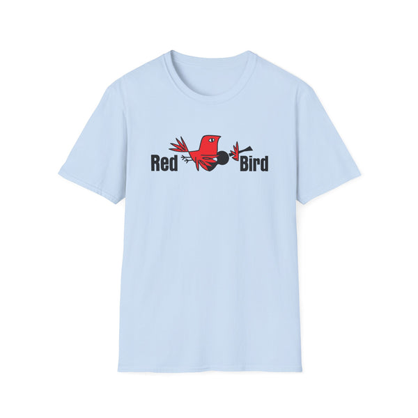 Light blue t-shirt with "Red Bird" text and a red bird graphic.
