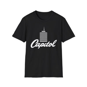 Black t-shirt with white Capitol building graphic and text.