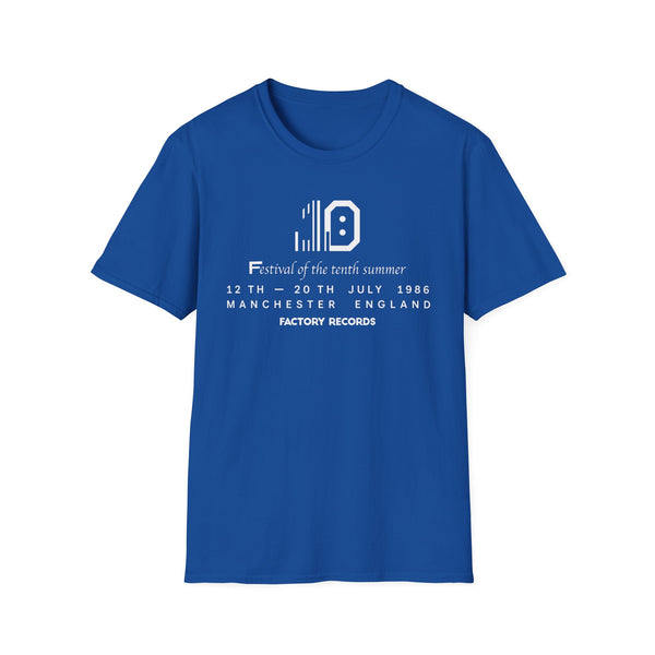 Blue t-shirt with "10" graphic and Festival of the Tenth Summer details.