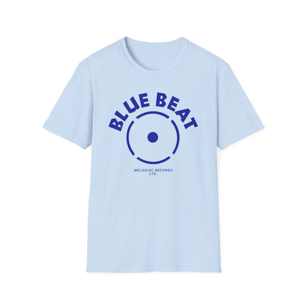 Light blue t-shirt with a blue circular logo and text "BLUE BEAT MELODISC RECORDS LTD."