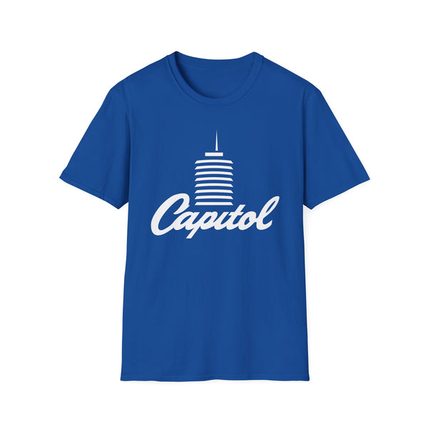 Blue t-shirt with white "Capitol" lettering and building graphic.