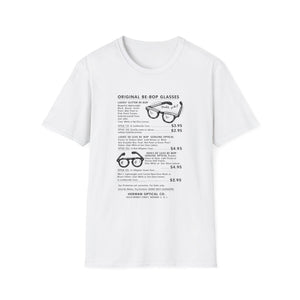 Original Be-Bop glasses for ladies and men, with styles and prices listed.