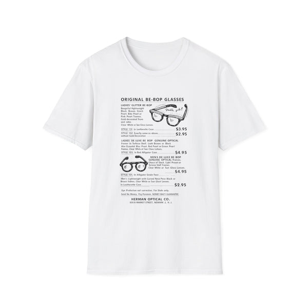 Original Be-Bop glasses for ladies and men, with styles and prices listed.