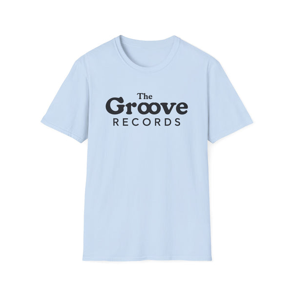 Light blue t-shirt with black "The Groove Records" logo on the front.