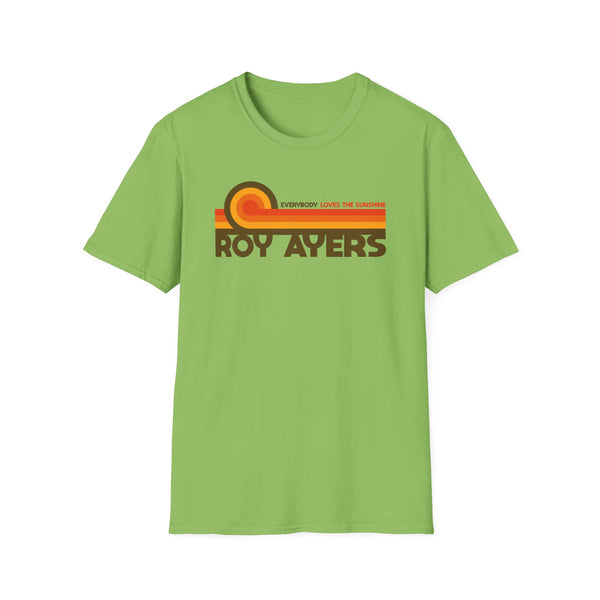 Green t-shirt with Roy Ayers and "Everybody Loves The Sunshine" text.
