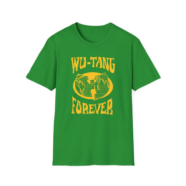 Green t-shirt with yellow Forever text and a globe graphic.