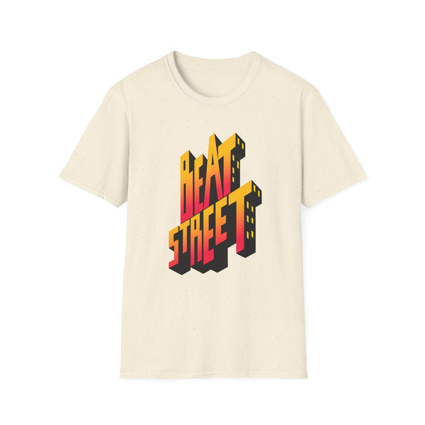 Cream t-shirt with 3D textured "BEAT STREET" text graphic in red and yellow.