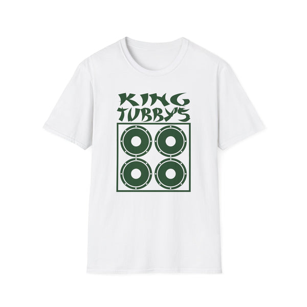 White t-shirt with green text "KING TUBBY'S" above a speaker graphic.