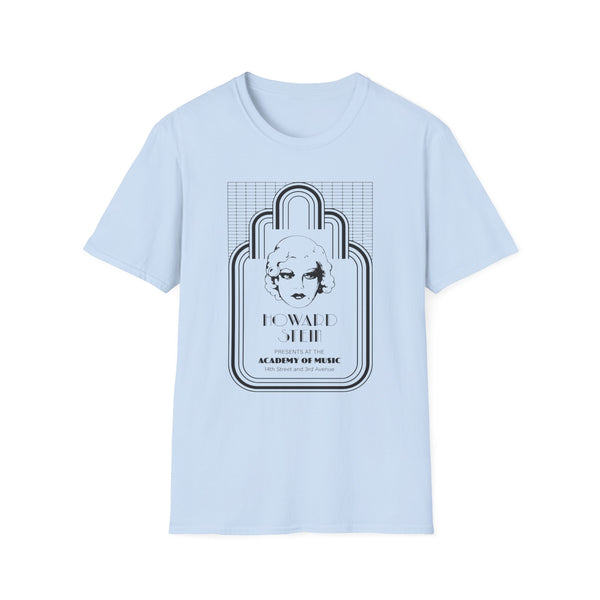 Light blue t-shirt with "Howard Stein Presents at the Academy of Music" graphic.