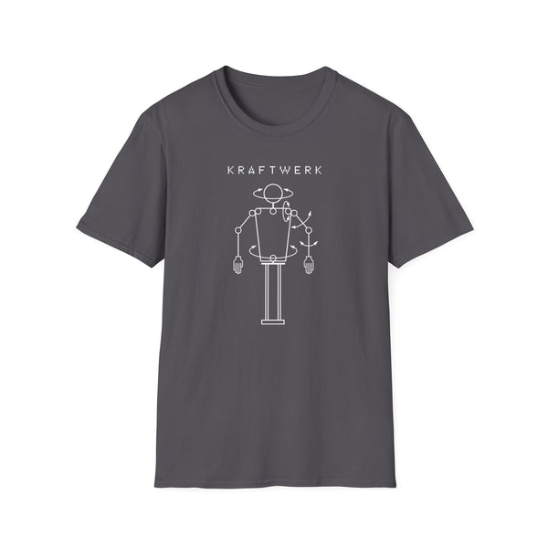 Dark gray t-shirt with "KRAFTWERK" and robotic graphic.